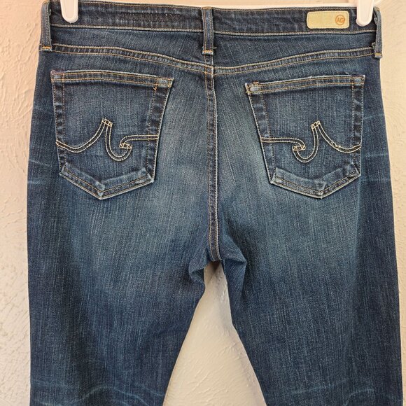 AG Skinny Straight Jeans Size 31 High Rise Dark Blue Wash Casual Stretch Denim - Picture 6 of 13